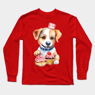 Cute basset hound dog with candies and cakes gift ideas for all Long Sleeve T-Shirt